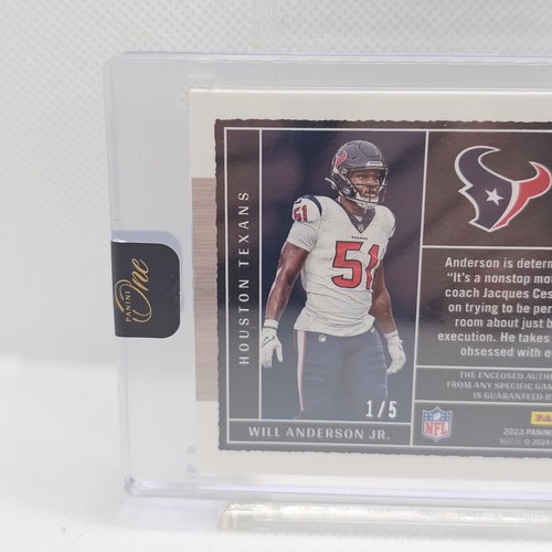 2023 Panini One Precision Rookie Patch Autographs Will Anderson Jr. 1/5 RC NIKE - Picture 5 of 6