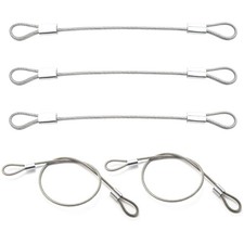 Stainless Steel Cable with Loops, Vinyl Coated Wire Rope Lanyard Lock 5 PCS 