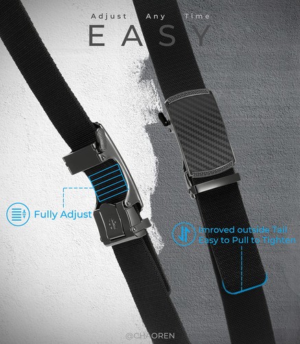 Black & Navy Blue Elastic Belt for Men 2 Pack - Nylon Web Adjustable Belt 1 3... - Bild 4 von 7