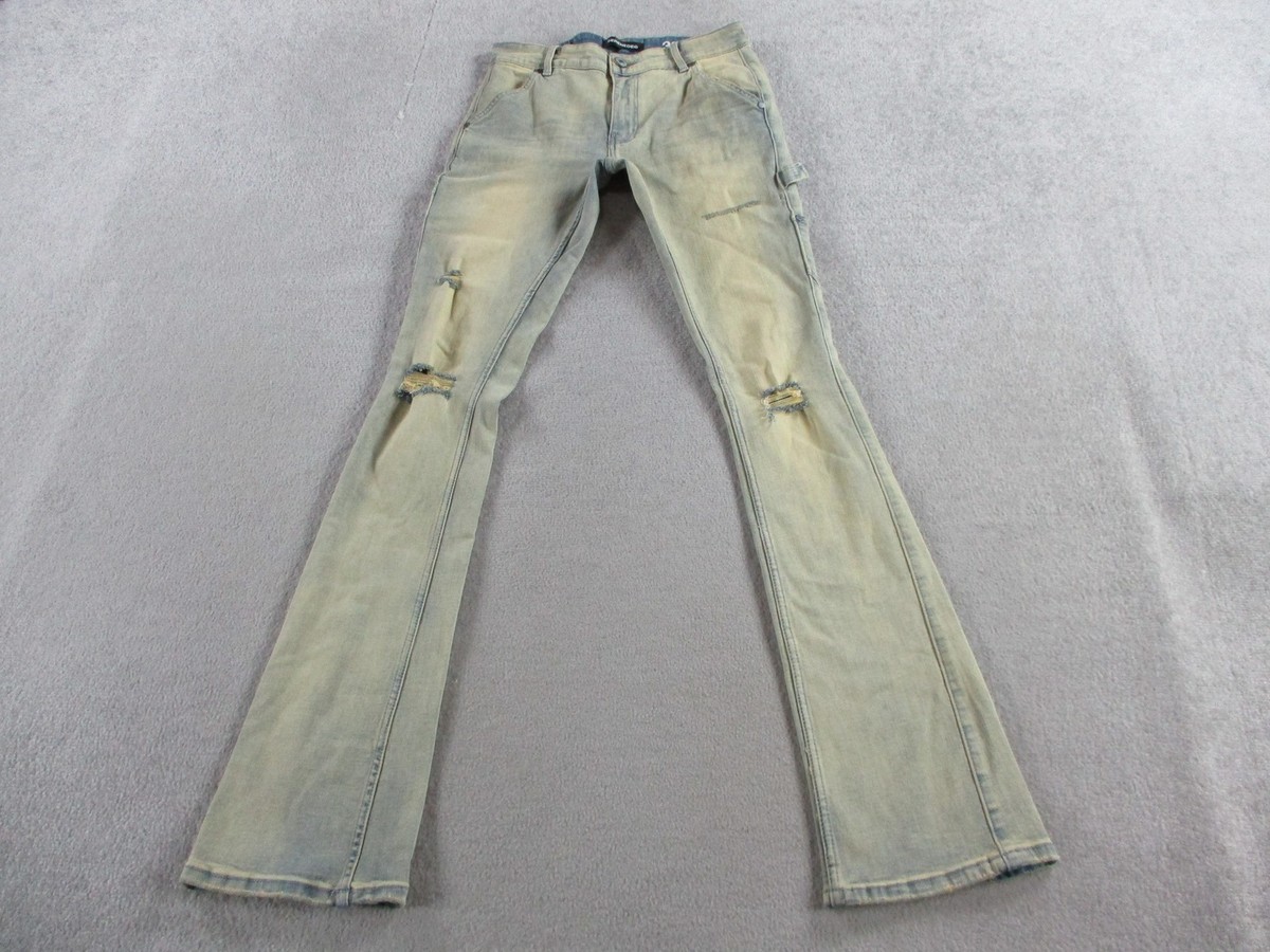 Serenede Stacked Carpenter Jeans Mens 30 Distressed Light Wash 