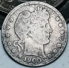 1900 O Barber Quarter 25C Liberty Head Ungraded 90% Silver US Coin CC27559