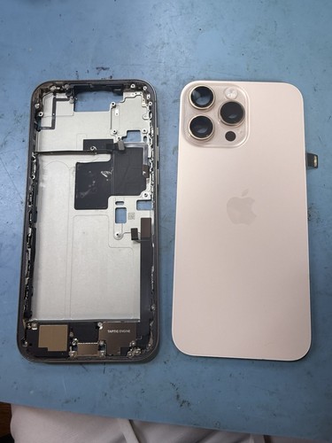 Apple iPhone 16 Pro Max Desert Titanium Mid Frame Housing 100% OEM W Back Glass