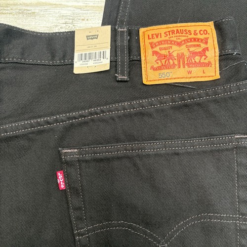 Jeans Levi’s 505 Relajados Nuevos con Etiquetas 44x34 (Act 43x34) Negros Denim Cremallera Mosca Algodón Informal - Imagen 7 de 12