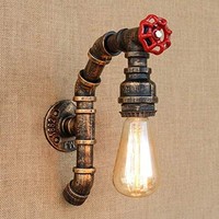 Vintage Retro Wandleuchte Industrie Metall Eisen Wasserrohr Wandlampe Rustikal