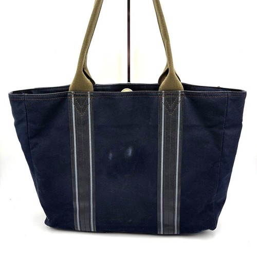 Vivienne Westwood Large Canvas Tote Bag Navy Blue Khaki Handles Orb Skull Logo - Picture 7 of 10