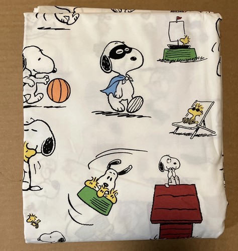 Pottery Barn Kids Peanuts Snoopy TWIN Flat Sheet & a Standard Pillowcase - Picture 2 of 16