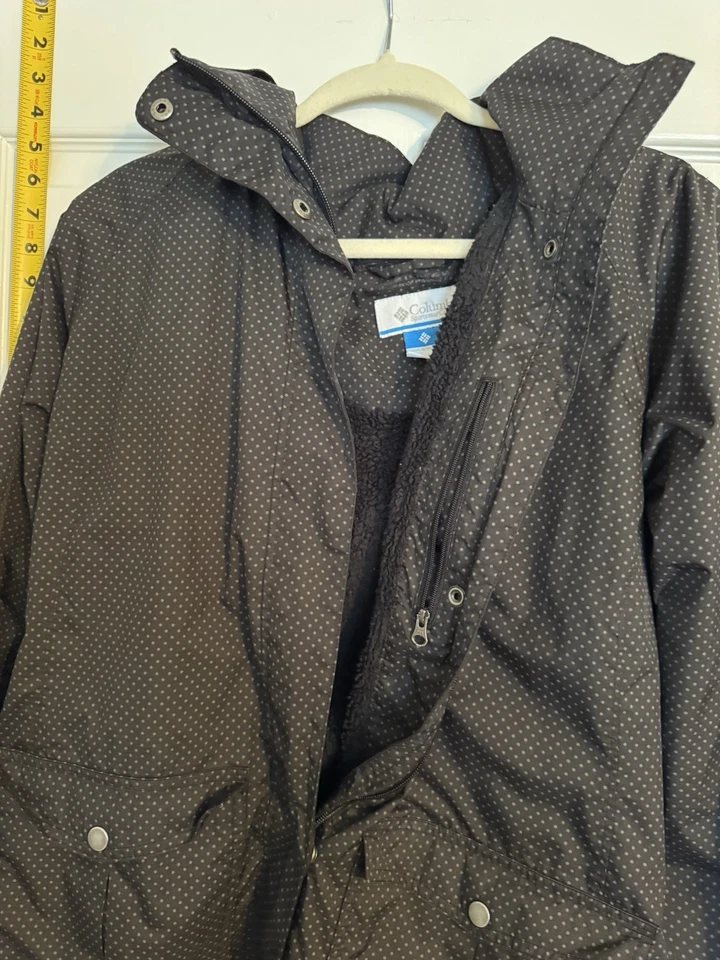 Chaqueta de lluvia Columbia para mujer azul manga larga con capucha cremallera completa talla grande Foto 3 de 4