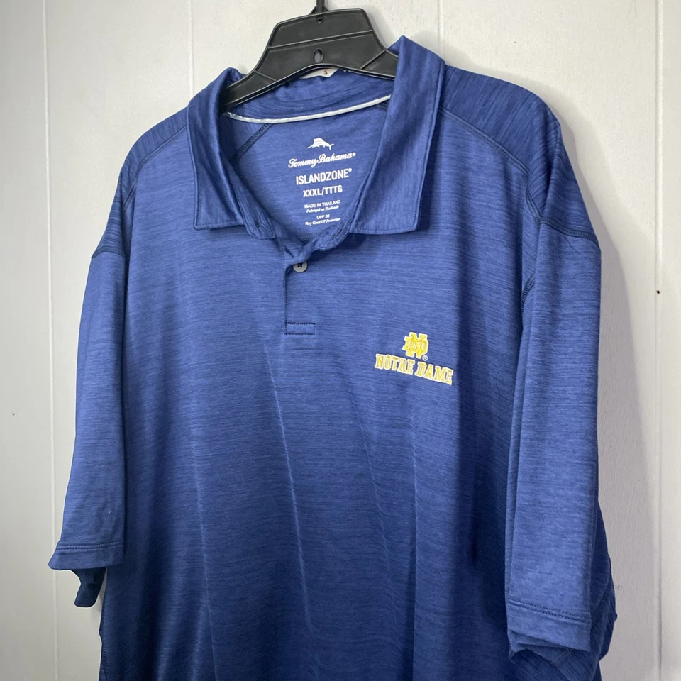 Notre Dame Tommy Bahama Polo Shirt 3XLT Island Zone Navy Irish Collegiate 30x30 - Image 4 of 4
