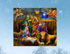 Christmas Nativity Scene Manger Scene Art WINDOW CLING Size 9" Vinyl