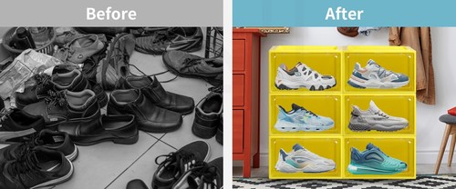 Stacked Sneaker Display Case 6x Clear Shoe Storage Box Magnetic Door Stackable - Picture 12 of 12