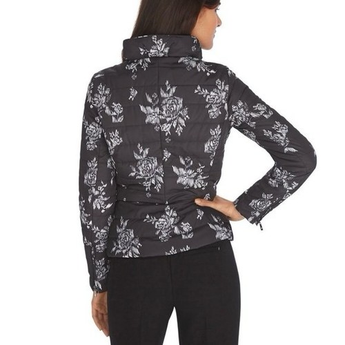 White House Black Market Damen Steppjacke schwarz weiß Blumen XL - Bild 2 von 10