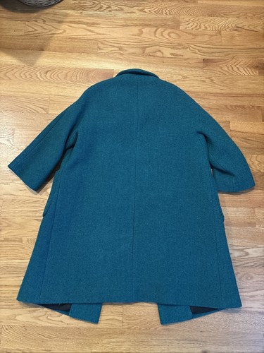 VTG 1960s Womens De Jong’s Sycamore Swing Peacock Teal Textured Bouclé Wool Coat - Picture 2 of 12