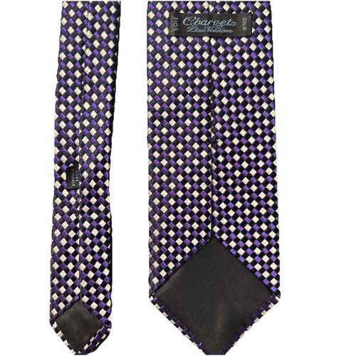 CHARVET  PLACE  VENDOME PURPLE, BLACK, & SILVER TIE 100% SILK MADE IN FRANCE - Bild 9 von 9
