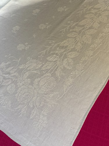 Belle nappe ancienne coton damassé 240 cm x 155 cm réf M2 - Picture 8 of 11