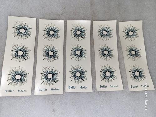 15 Vinyl Bullet Hole Water Slide Window Decals   - Picture 1 of 2