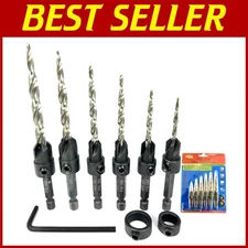 Adjustable Wood Countersink Drill Bit Set - 6 Sizes