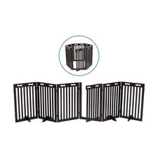 Arf Pets Freestanding Dog Gate with Door, 6 Panel 360  configurable Wooden