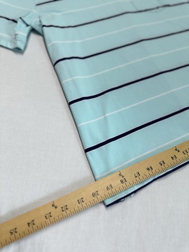 Saddlebred Men’s Medium Performance POLO Shirt Teal Blue Stripe Short Sleeve - Picture 4 of 8