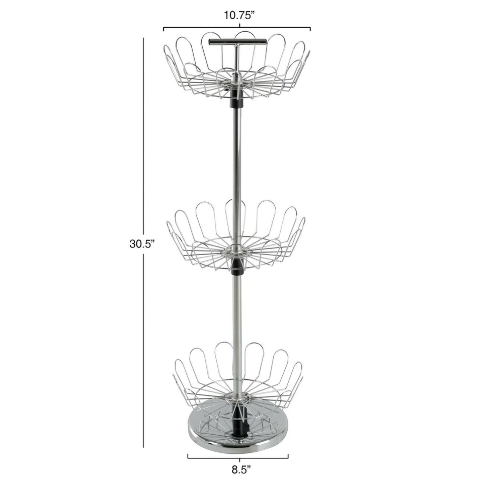 Steel 3 Tier Shoe Tree Organizer Fits 12 - 15 Pairs of Shoes Revolving - Image 2 of 2