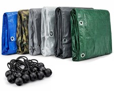 Tarpaulin Heavy Duty to Regular Waterproof Cover Tarp Ground Sheet +10bungeeBall