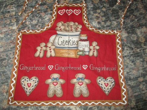 Delantal de galletas de jengibre estilo babero algodón festivo vacaciones - Imagen 1 de 2