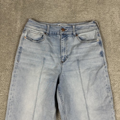 Dear John Jeans Damen 31 helle Waschung weites Bein Bündchen Saum Biesen Stretch Denim - Bild 2 von 16