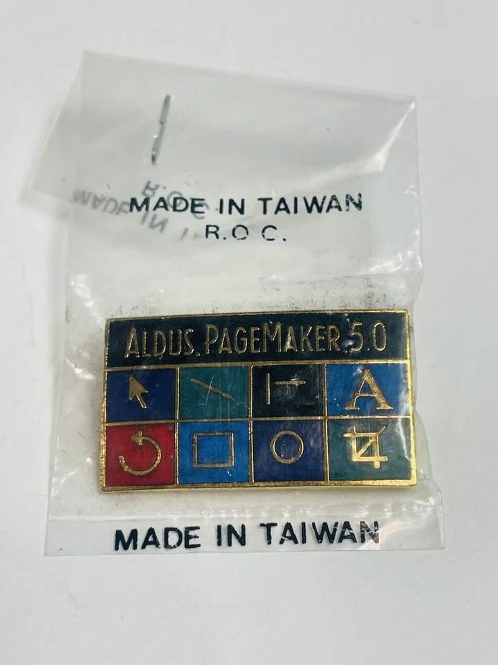 Vintage Aldus PageMaker 5.0 Computer Software Program Lapel Pin New In Bag - Image 2 of 4
