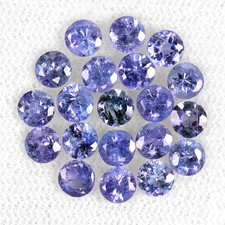 Round Cut Natural Unheated Multi Color Tanzanite 20pcs 5.20ct 3.8mm Lot Gemstone