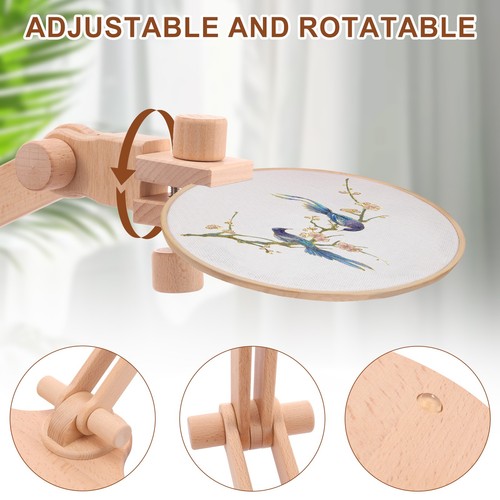 Embroidery Hoop Stand Beech Wood Cross Stitch Hoop Holder Adjustable qiTVG - Picture 3 of 11