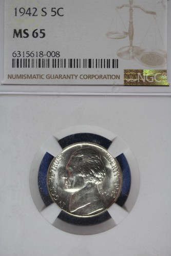 1942 S NGC MS65 JEEFERSON NICKEL #B51207 - Picture 1 of 2