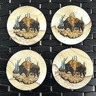 Set (4) Round Sandstone Coasters American Bison/Buffalo Country Cottage Wildlife
