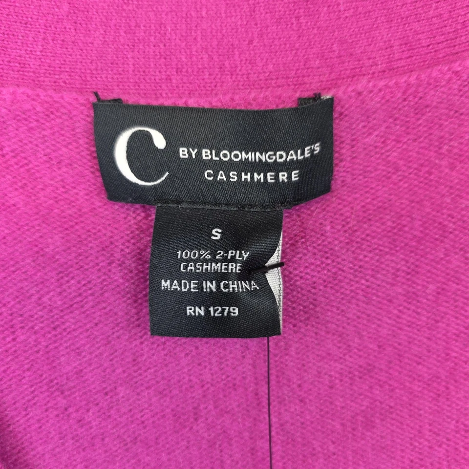 Suéter C by Bloomingdale's para mujer pequeño rosa cachemir cárdigan flor de cerezo Foto 2 de 4