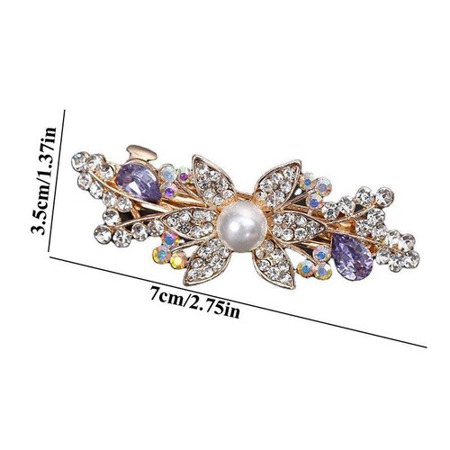 Vintage Womens Hair Barrette Clip French Clips Crystal Barrette Hair slide Grips - Picture 11 of 13