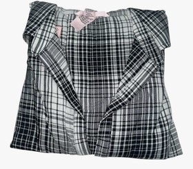 Victoria's Secret Flannel Long Pajama Set 2pc B/W Gradient Plaid Size Large NWTs