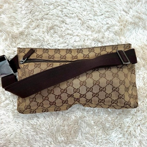 GUCCI 28566 Unisex Gürteltasche Beige Braun Canvas Leder Gürteltasche GG Monogram - Bild 19 von 24