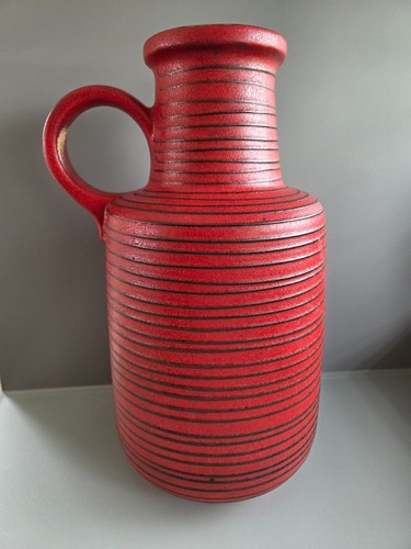 🟥 Scheurich Vase 408-40 – Fat Lava – West German Keramik – 40 cm – Rot Schwarz