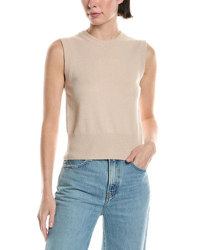 NWT $395 VINCE Crewneck Wool Blend Top S- Light Oak - Picture 3 of 4