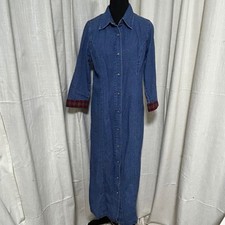 Christopher & Banks Vintage Long Denim Shirt Dress S Classic Western Prairie 90s