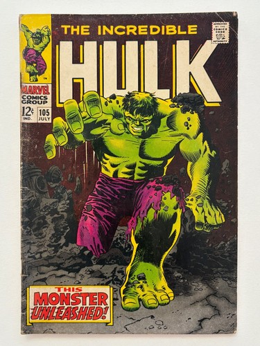 The Incredible Hulk #105 (1968) rostige Heftklammern mehrere Seiten Wasserbelichtung wellig