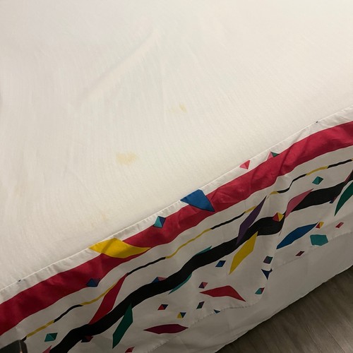 90s geometric bed skirt dust ruffle Queen size 1990s vintage - Picture 7 of 7
