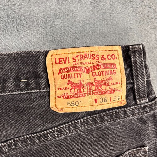 Levi's 550 36x34 Men's Jeans Relaxed Fit Black Denim 100% Cotton - Picture 10 of 11