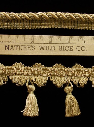 LOTE DE 2 ELEGANTES CORDONES Y BORLAS BEIGE MARRÓN ORO CREMA TR 595 - Imagen 2 de 2