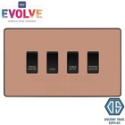 BG Evolve Polished Copper Custom Appliance Grid Switch 4 Gang Screwless