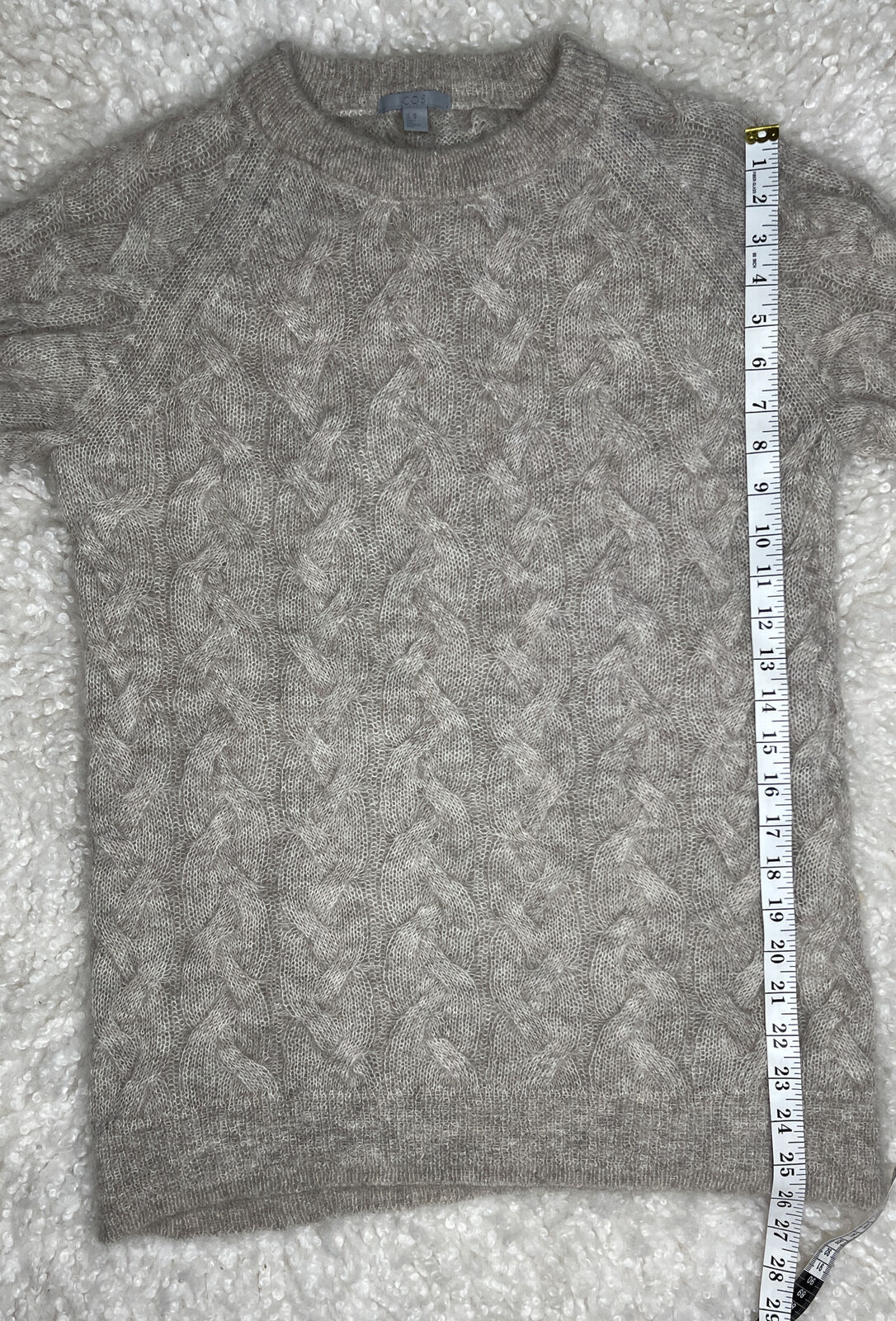 COS  CABLE KNIT MOHAIR 3/4 SLEEVE CREW NECK - image 6