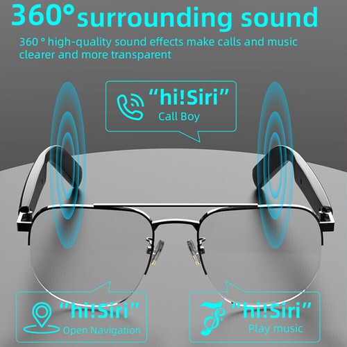 Glasses Smart Bluetooth Earphone Open Ear Headphone Built-in Mic Speaker Headset - Picture 8 of 20