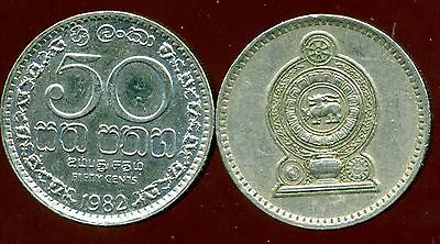 BOTH DATING 1982 25 CENTS /& 1 RUPEE 2 DIFFERENT COINS from SRI LANKA