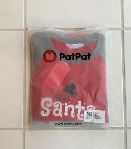 PatPat Holiday Weihnachten Pyjama Set Dear Santa Print Rot Grau Herren L Brandneu - Bild 3 von 4