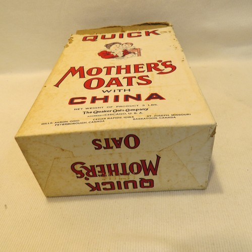 HTF 1920s Mothers Oats With China Box Quaker Oats Homer Laughlin Ivory / Trellis - Picture 6 of 8