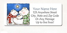 Whimsical Snuggling Polar Bears Christmas Holiday Return Address Labels