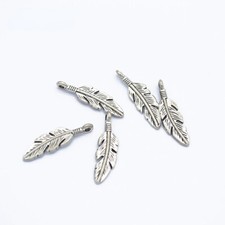 23 6mm DIY Jewelry Pendant feather Hollow out Tibetan Silver Charm 100pcs